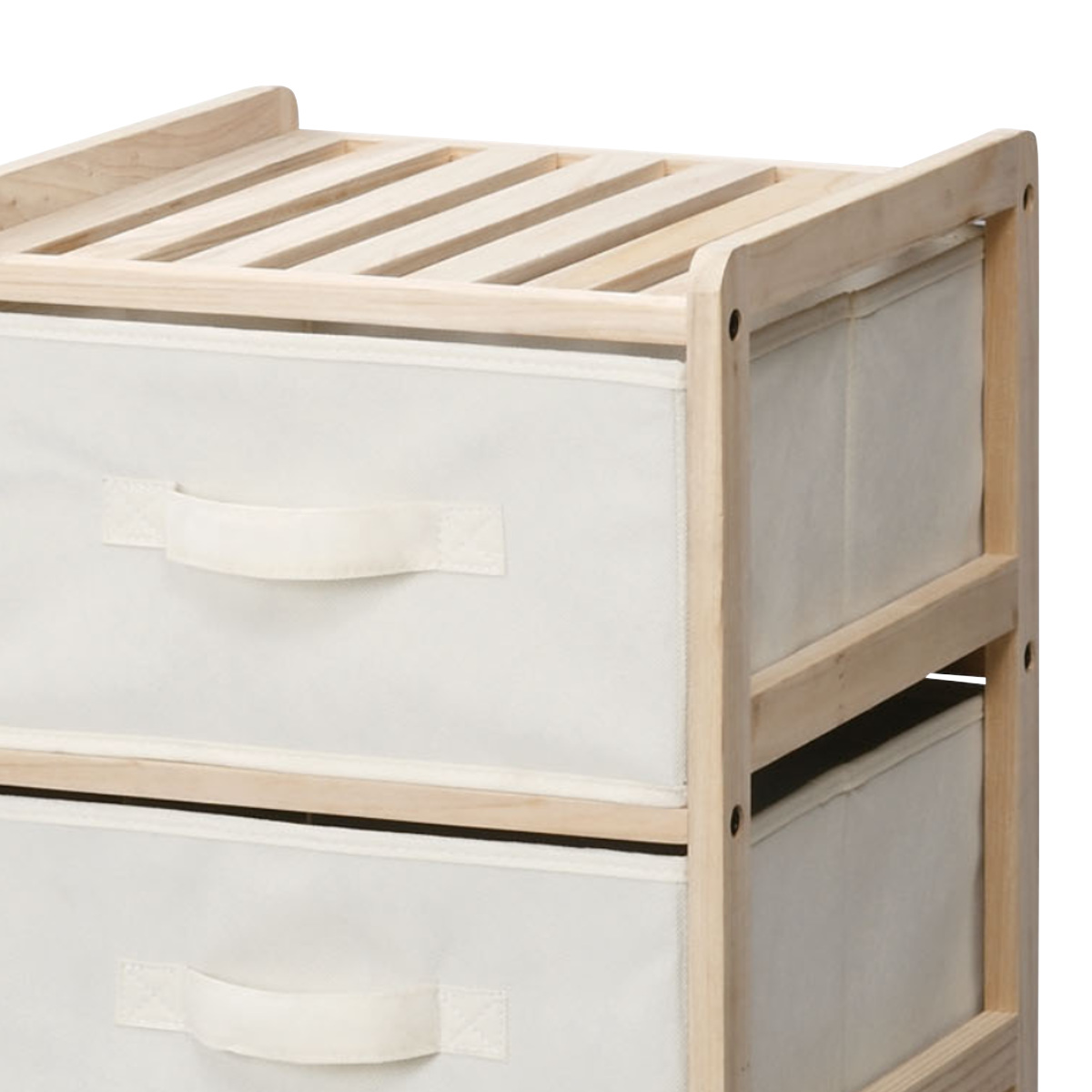 東谷 チェスト 幅34cm 4段 天然木フレーム 布製引出し （ リビング