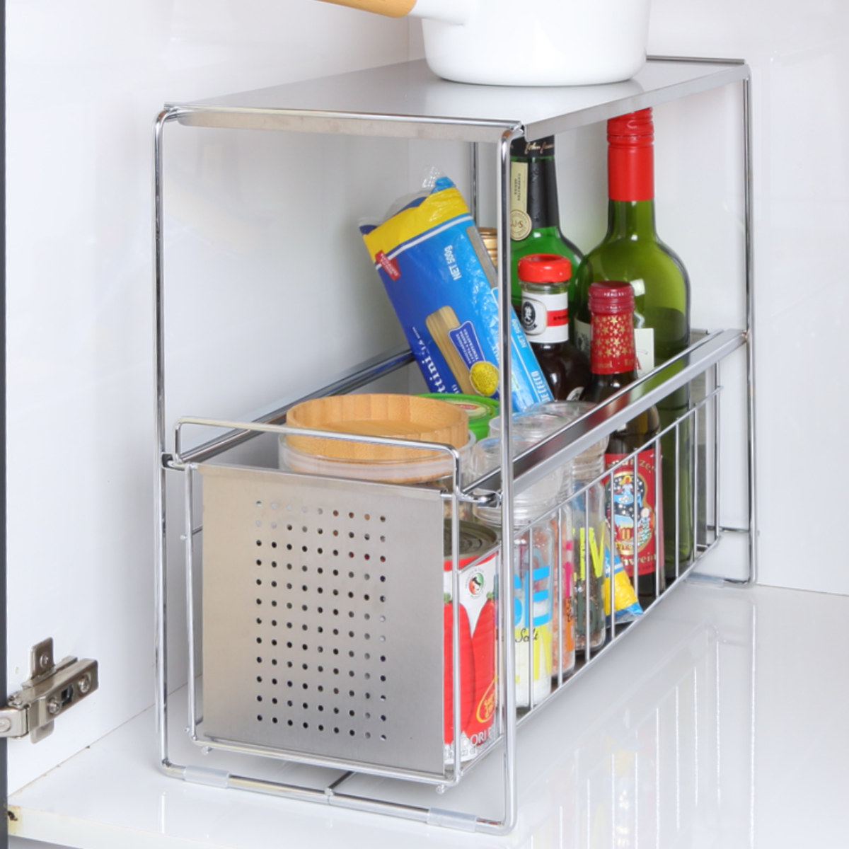 ヨシカワ シンク下収納 シンク下スライド収納 1段 幅20cm （ シンク下