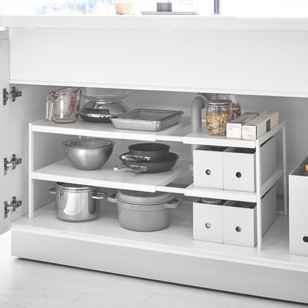 tower 山崎実業 伸縮シンク下ラック 2段 タワー D40 （ 4903208049504