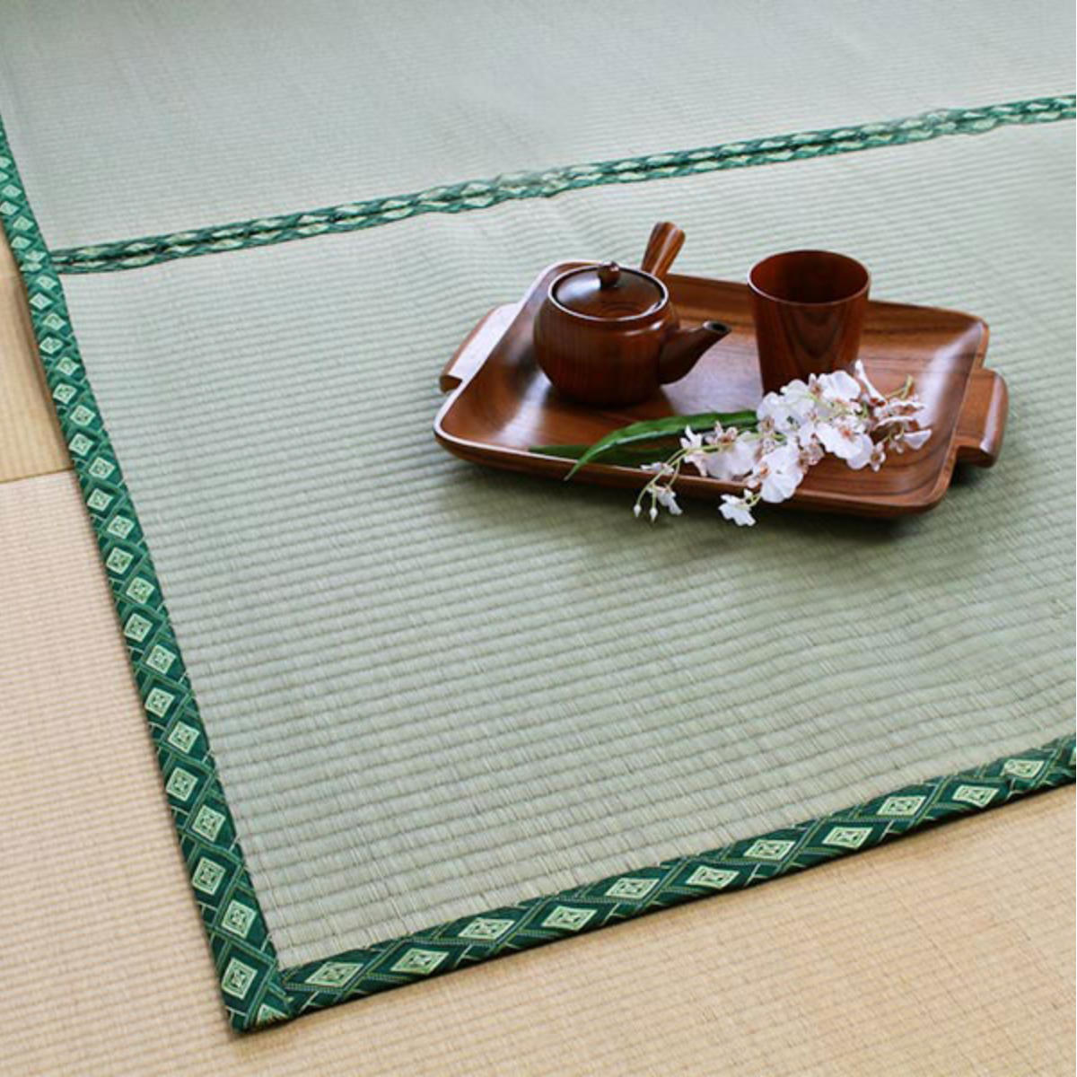 大島屋 ラグ い草上敷 伊勢 江戸間 引目 3畳 （ い草ラグ い草マット