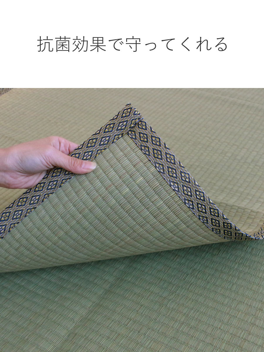 大島屋 ラグ い草 上敷き 白山 江戸間 双目 6畳 （ い草ラグ い草