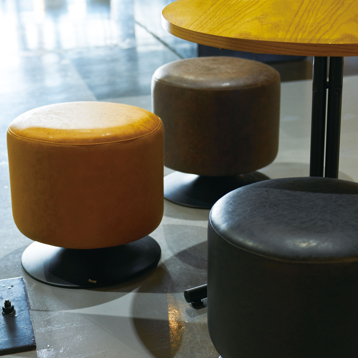 東谷 スツール 同色2脚セット 高さ40cm 丸椅子 回転式 ソフトレザー