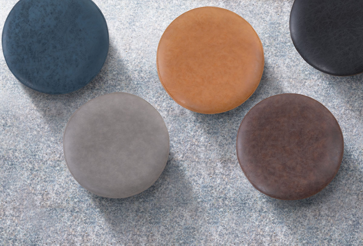 東谷 スツール 同色2脚セット 高さ40cm 丸椅子 回転式 ソフトレザー