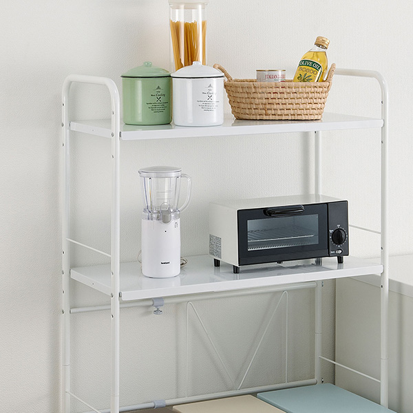 ゴミ箱上ラック 幅55〜85cm 伸縮式 調理家電ラック スチール製