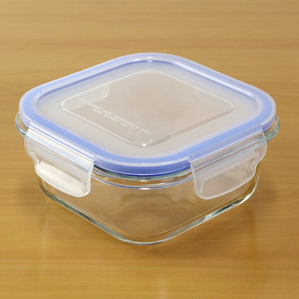 保存容器 ガラス製 500ml 角型 パチッとロック （ オーブン 冷凍 食洗