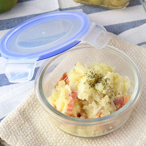 保存容器 ガラス製 400ml 丸型 パチッとロック （ オーブン 冷凍 食洗