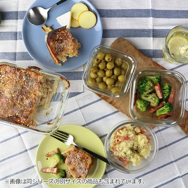 保存容器 ガラス製 400ml 丸型 パチッとロック （ オーブン 冷凍 食洗