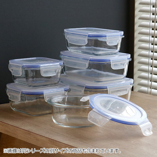 保存容器 ガラス製 400ml 丸型 パチッとロック （ オーブン 冷凍 食洗
