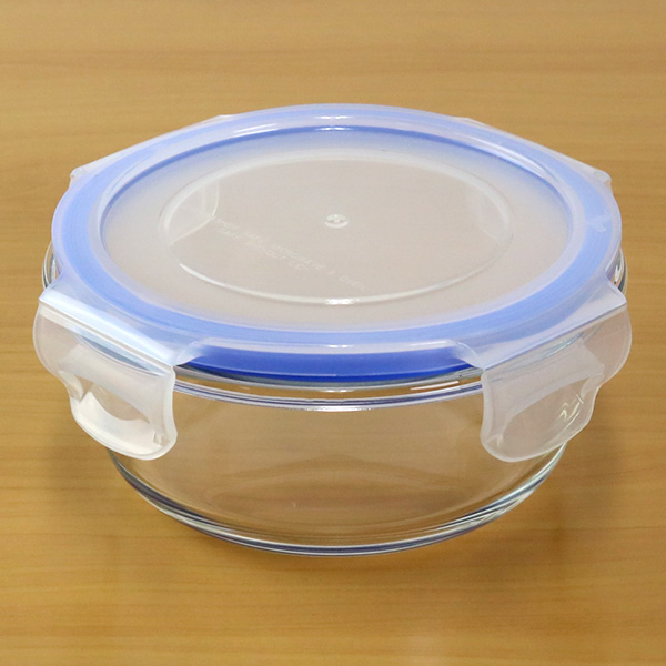 保存容器 ガラス製 400ml 丸型 パチッとロック （ オーブン 冷凍 食洗