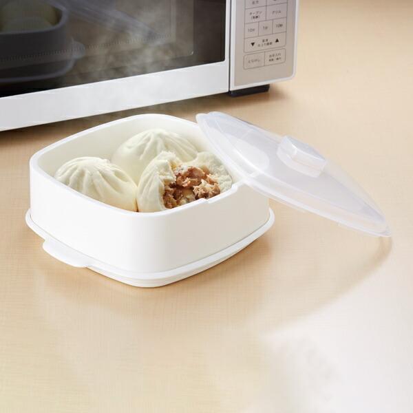 タッパーウェア　電子レンジ調理器 蒸し器 スチーマー ホワイト 清水産業 レンジ調理 むし太郎 電子レンジ レンチン料理 日本製