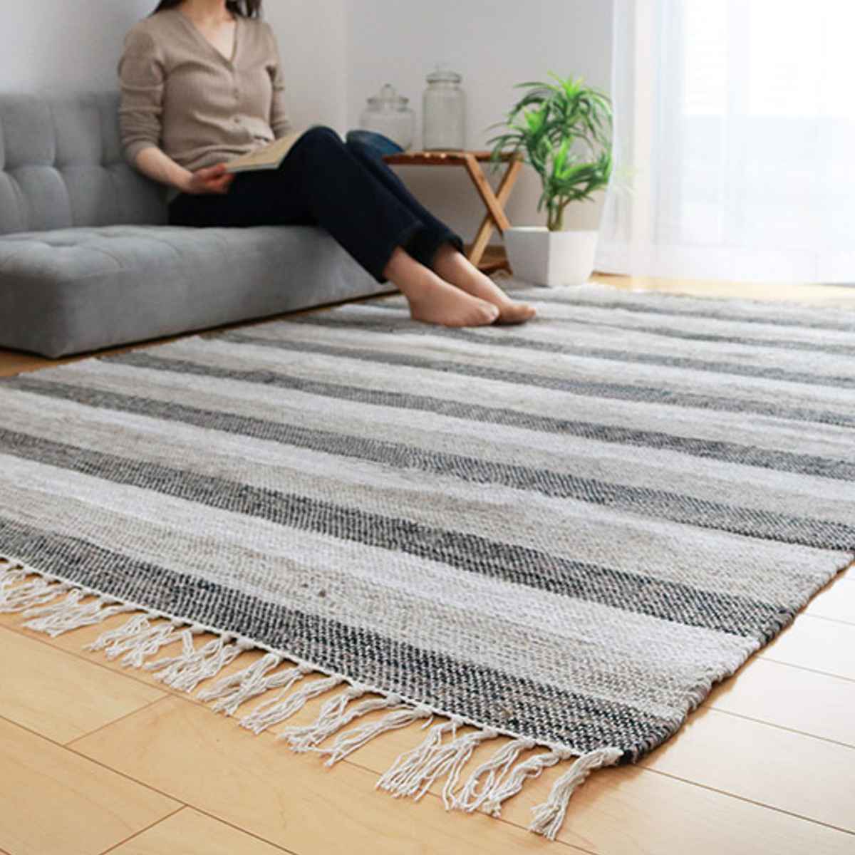 ラグ カーペット コットン100% 170×230cm （ ラグマット 絨毯 マット