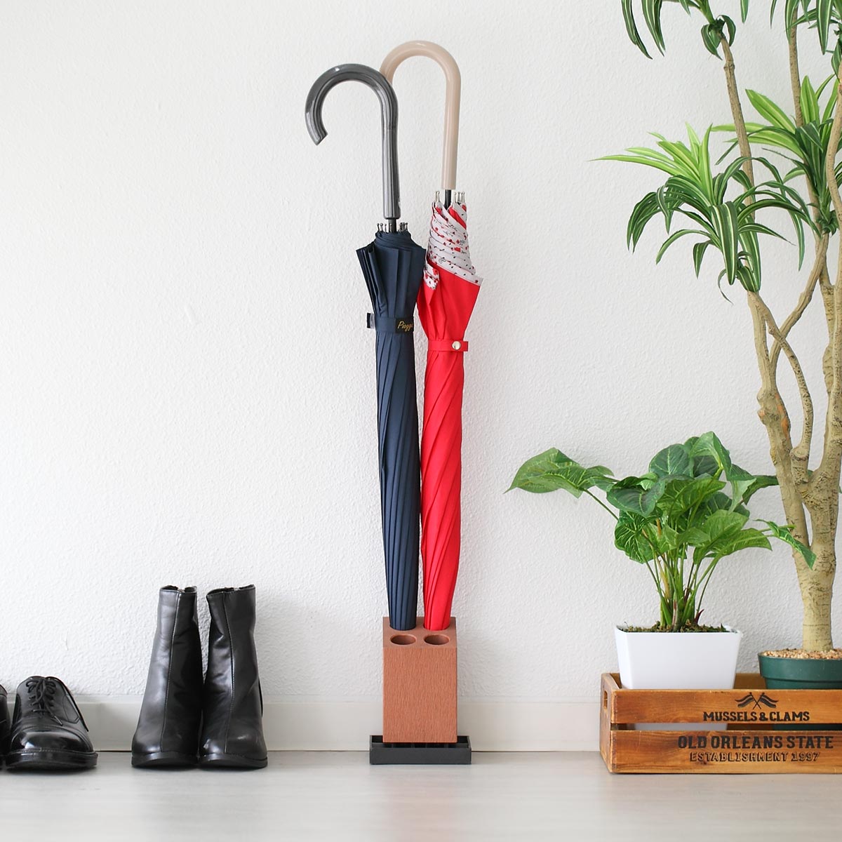 karari 傘立て スリム 珪藻土 4本 斜め （ お手入れ簡単 傘スタンド