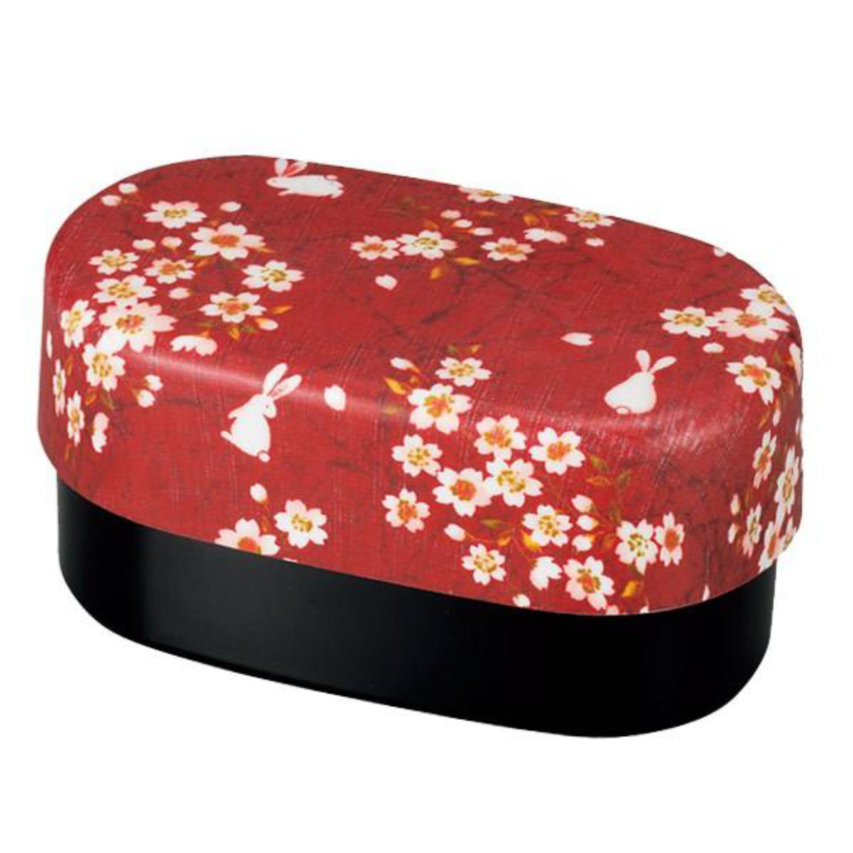 お弁当箱 2段 布貼加賀小判弁当 桜うさぎ HAKOYA 570ml 入れ子