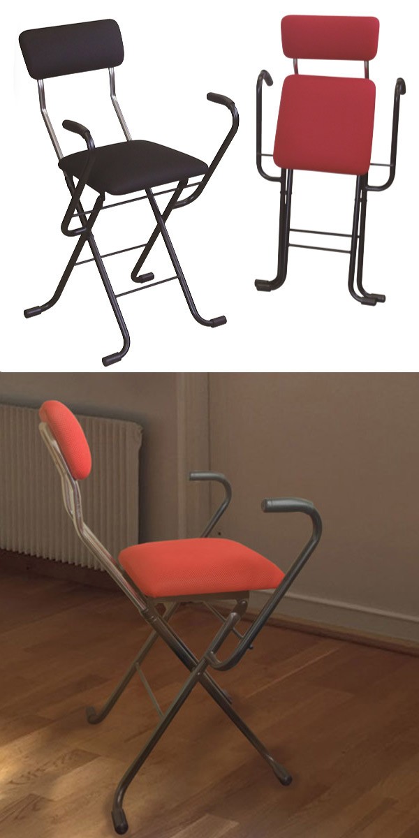 折りたたみチェア 2脚セット Jメッシュアームチェア 座面高49cm アーム