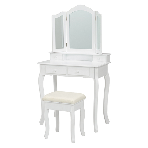 ドレッサー スツール セット 三面鏡 姫系 収納 引き出し コスメ