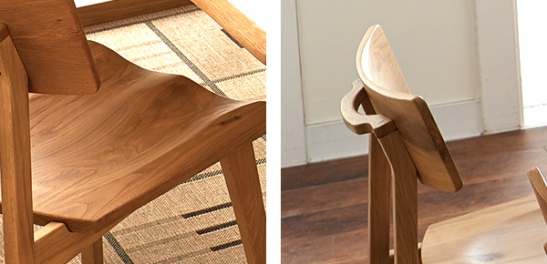 ダイニングチェア 2脚セット 座面高43cm 天然木 オーク無垢材 （ 開梱