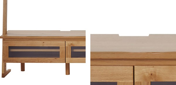 テレビボード 壁面収納 ラック付 北欧風 天然木フレーム オーク無垢材