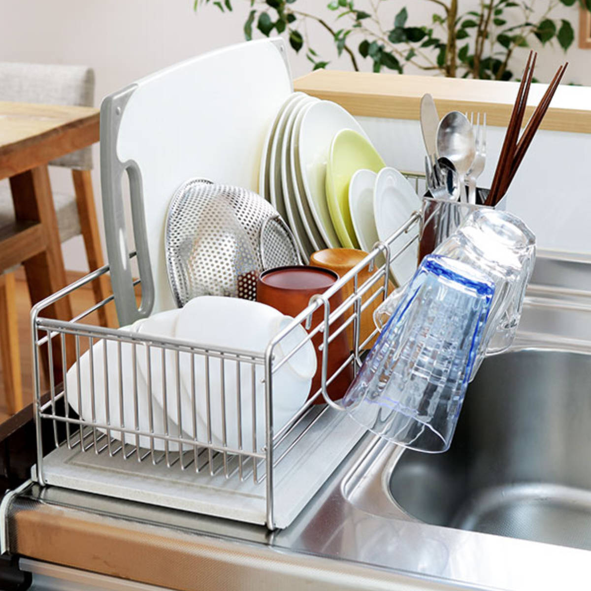 KAWAKI 特典付き 水切りラック スリム 幅57cm 珪藻土トレー付き