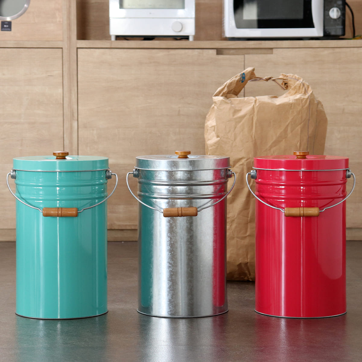 米びつ 12kg 丸型 トタン 袋のまま （ 米櫃 ブリキ 缶 ライスボックス