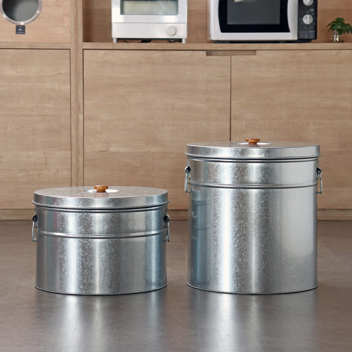 米びつ 30kg 丸型 トタン 袋のまま （ 米櫃 ブリキ 缶 ライスボックス