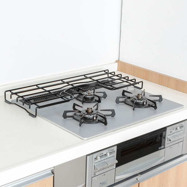コンロ奥ラック 60cm用 ガスコンロ補助五徳 ホーロー製 （ ガスコンロ