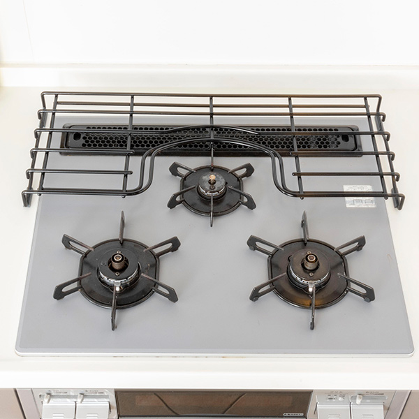 コンロ奥ラック 60cm用 ガスコンロ補助五徳 ホーロー製 （ ガスコンロ