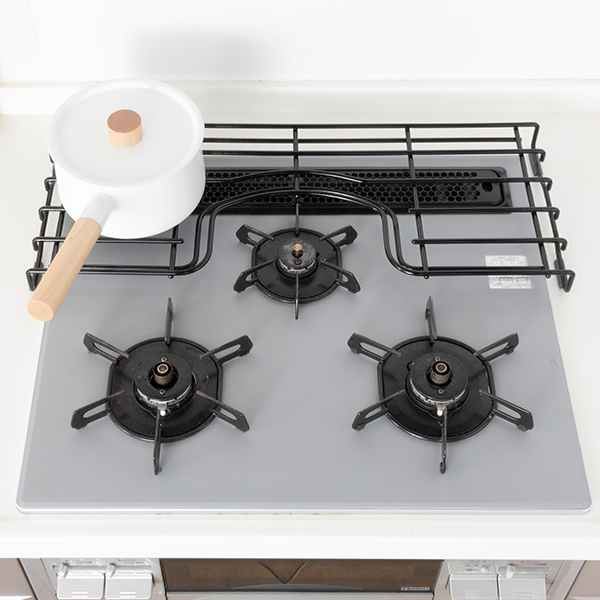 コンロ奥ラック 60cm用 ガスコンロ補助五徳 ホーロー製 （ ガスコンロ