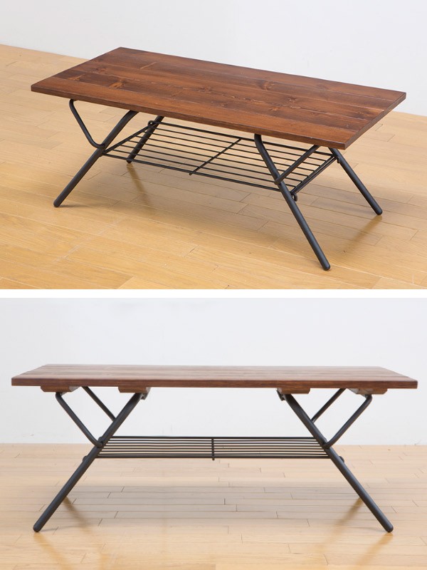 折りたたみテーブル 幅90cm センターテーブル 木製 天然木 ロー 