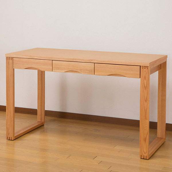 ワークデスク 学習机 幅120cm×奥行45cm タモデスク 引き出し付 （ 机