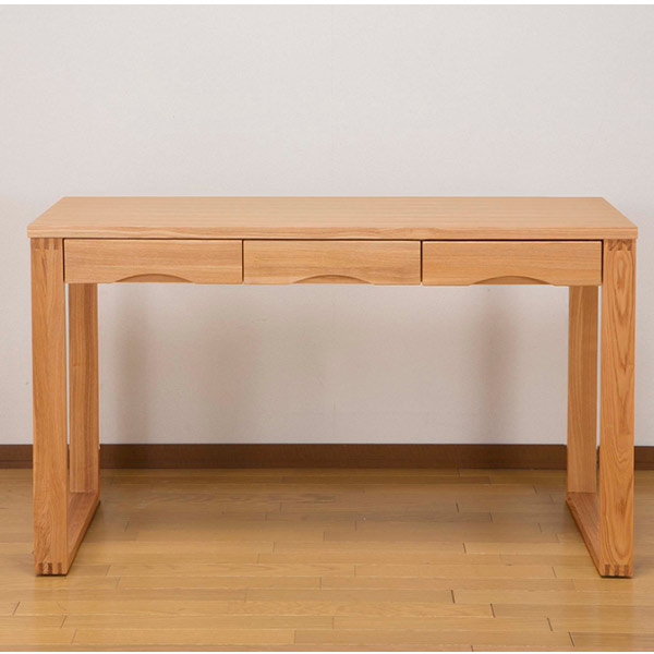 ワークデスク 学習机 幅120cm×奥行45cm タモデスク 引き出し付 （ 机