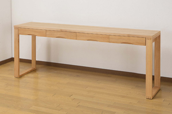 ワークデスク 学習机 幅180cm×奥行45cm タモデスク 引き出し付 （ 机