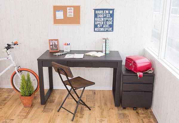 ワークデスク 学習机 幅120cm×奥行59cm タモデスク 引き出し付 （ 机