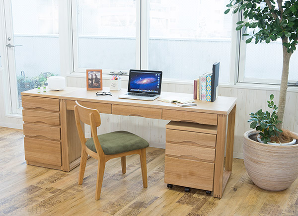 ワークデスク 学習机 幅150cm×奥行59cm タモデスク 引き出し付 （ 机