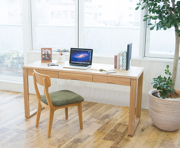 ワークデスク 学習机 幅150cm×奥行59cm タモデスク 引き出し付 （ 机