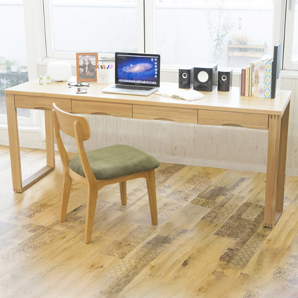 ワークデスク 学習机 幅180cm×奥行59cm タモデスク 引き出し付 （ 机