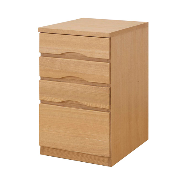 キャビネット 幅42×奥行59cm タモ 引き出し4段 （ ワゴン デスク