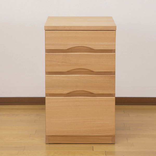 キャビネット 幅42×奥行59cm タモ 引き出し4段 （ ワゴン デスク