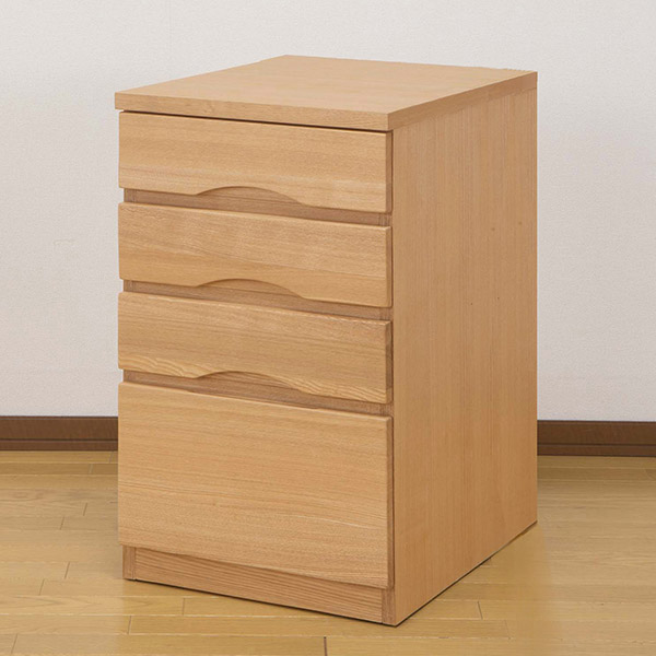 キャビネット 幅42×奥行59cm タモ 引き出し4段 （ ワゴン デスク