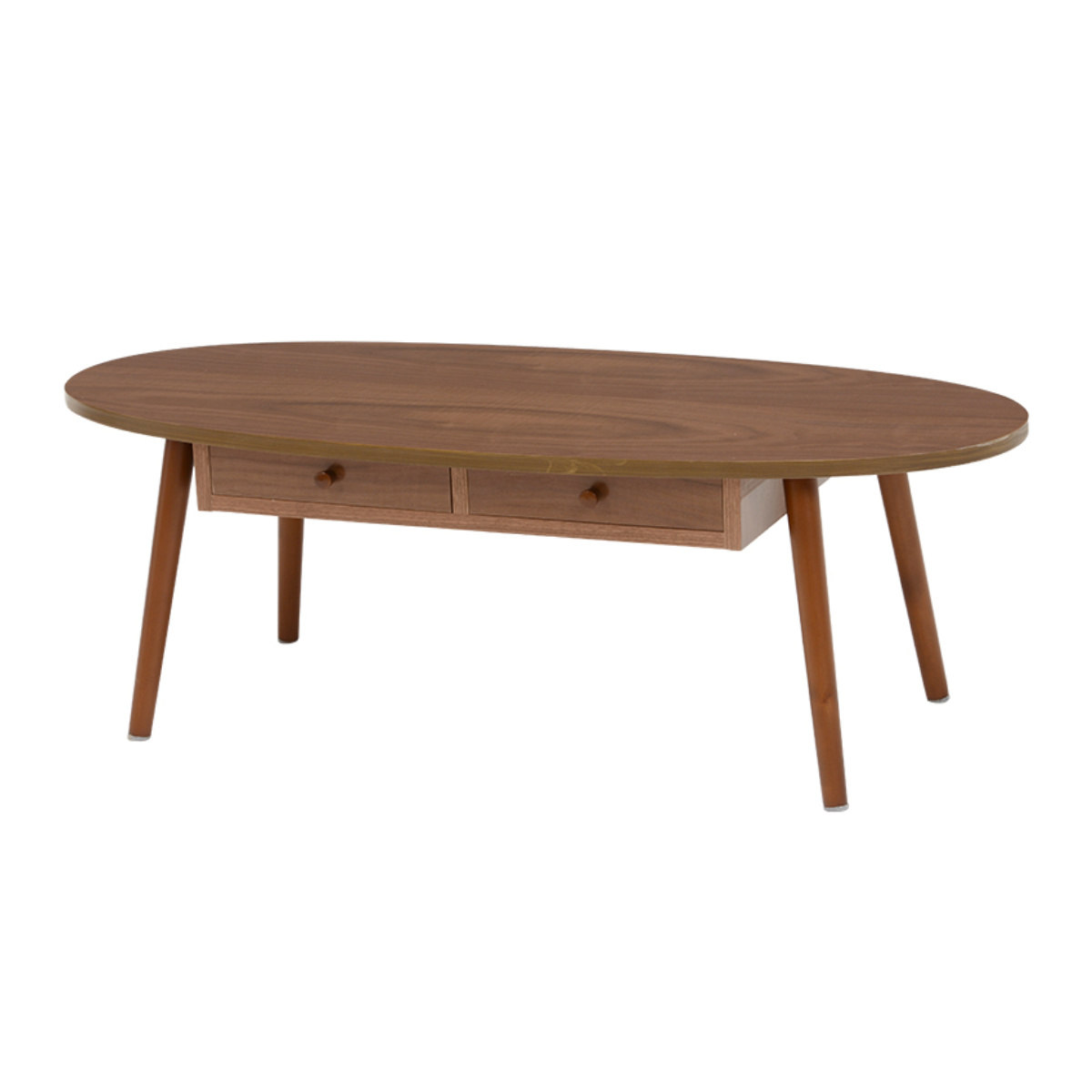 楕円形 木製センターテーブル ブラウン HAGiHARA（萩原） センターテーブル 幅110cm ローテーブル 机 木製