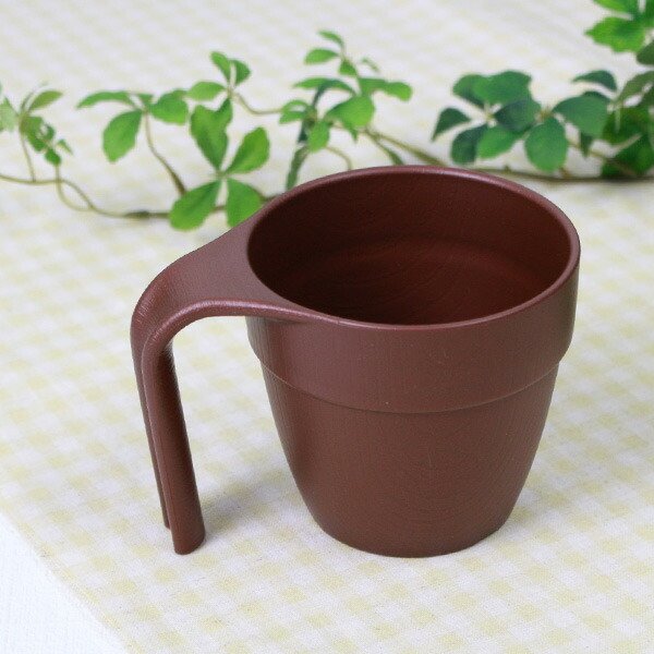 マグカップ 280ml 取っ手付き 木製風 介護 食器 プラスチック製 日本製