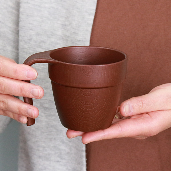 マグカップ 280ml 取っ手付き 木製風 介護 食器 プラスチック製 日本製