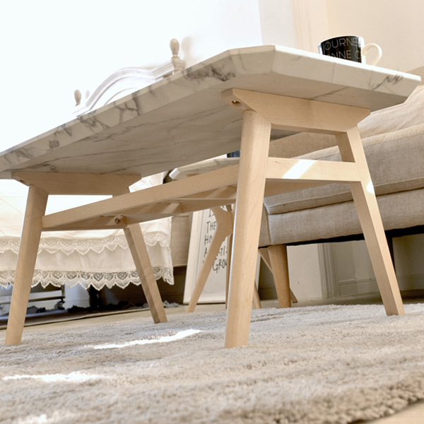 ローテーブル 大理石調天板 天然木フレーム モダンデザイン Collet 幅