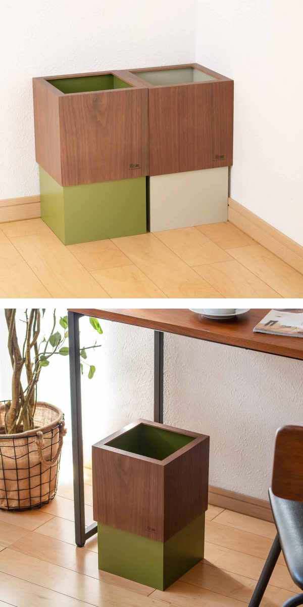 ヤマト工芸 ゴミ箱 木製 10L W CUBE ウォールナット