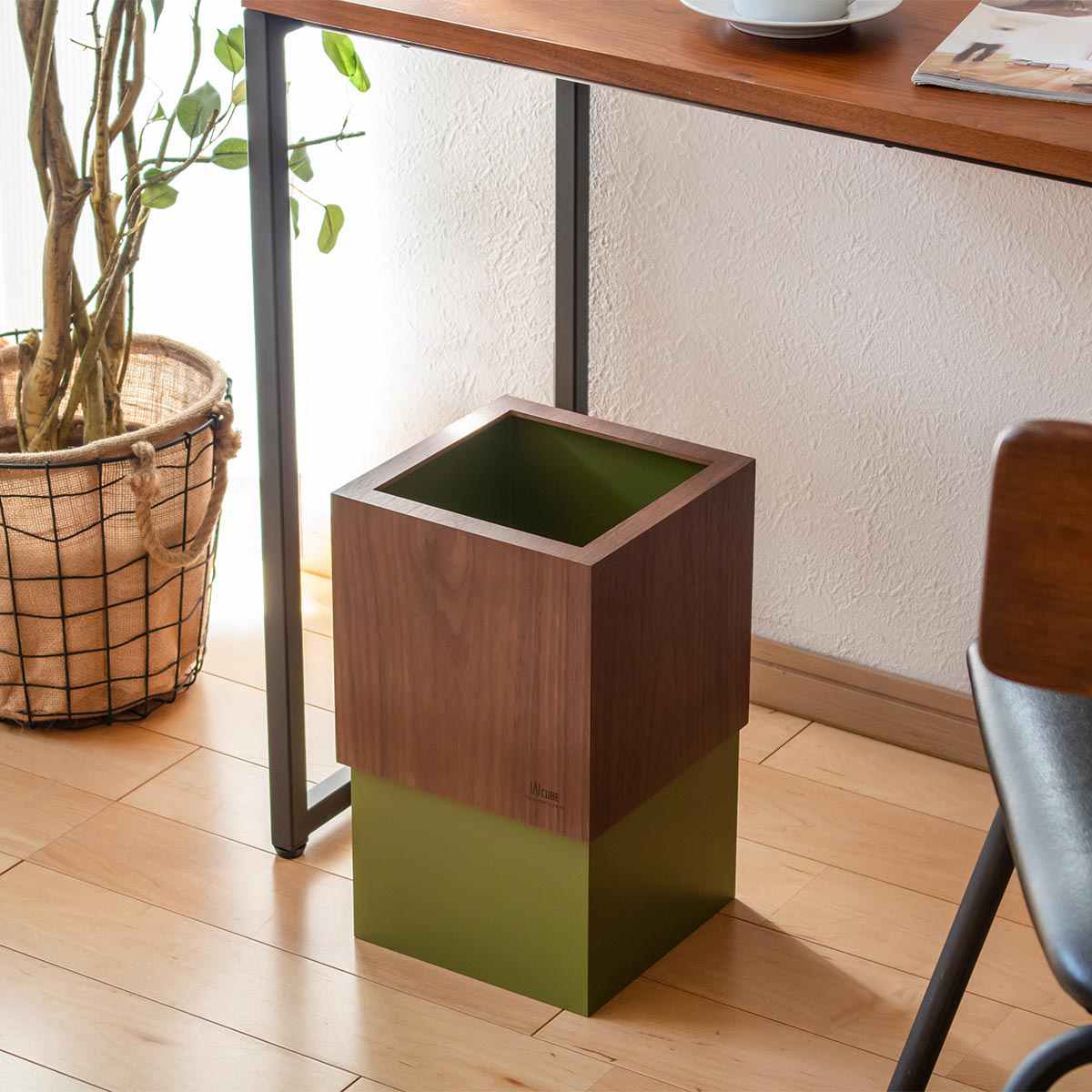 ヤマト工芸 ゴミ箱 木製 10L W CUBE ウォールナット （ ダストボックス