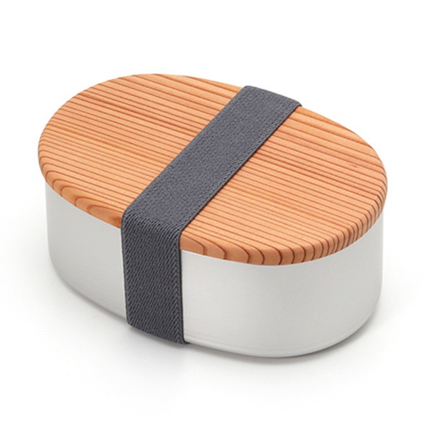 お弁当箱 1段 アルミ 木蓋のアルミお弁当箱 小判形 古代杉 大 440ml