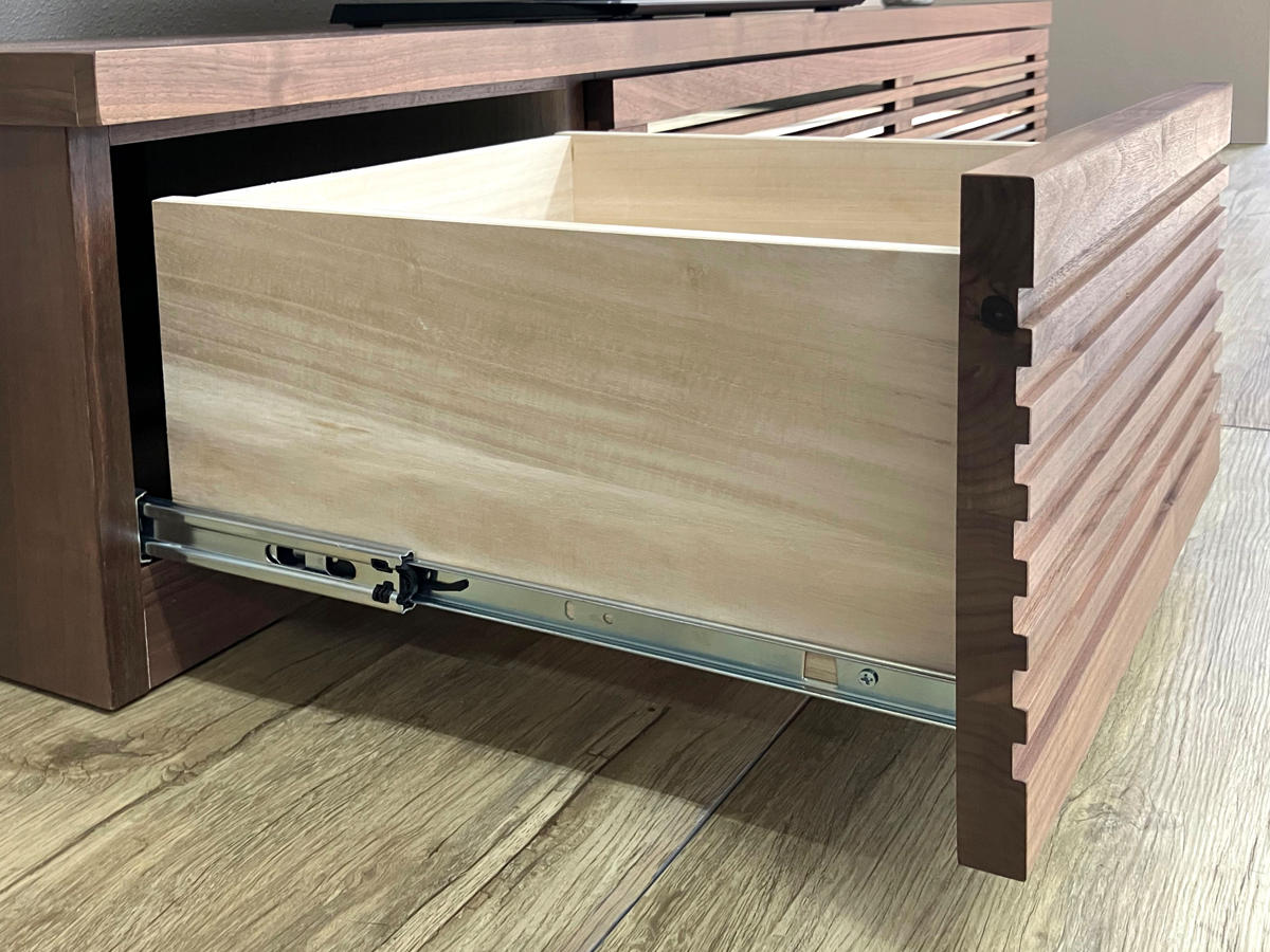 吉桂 テレビ台 幅120cm ローボード ルーバーデザイン 天然木前板