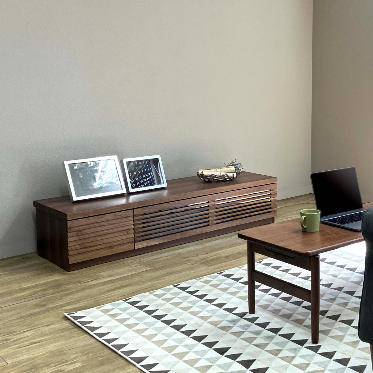 吉桂 テレビ台 幅150cm ローボード ルーバーデザイン 天然木前板 ROOK