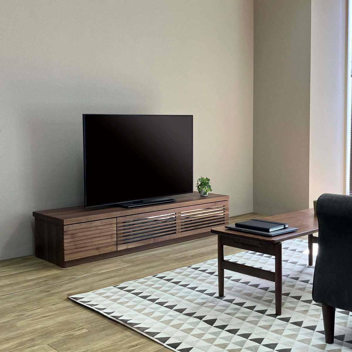 吉桂 テレビ台 幅150cm ローボード ルーバーデザイン 天然木前板 ROOK