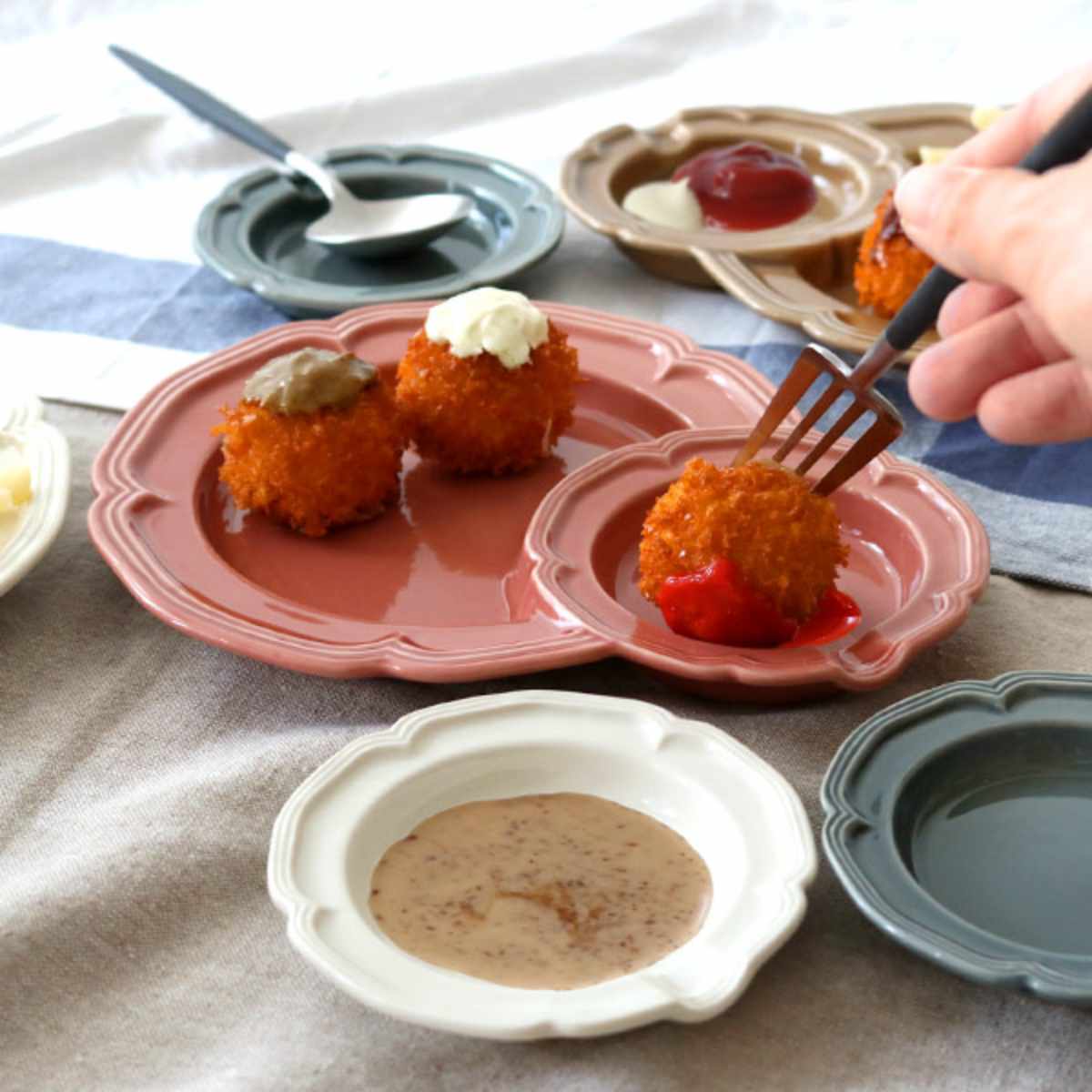 カトラリーの箸置き　ソース皿　前菜プレート　5個セット プレート 箸置き 10cm S Fam Plate ファムプレート 磁器 （ 食洗機対応