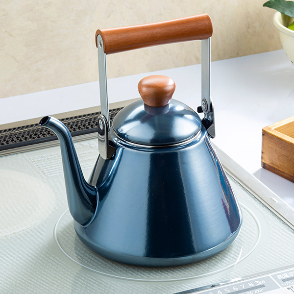 高木金属工業 ケトル 1.7L IH対応 オニキスブルー ホーロードリップ